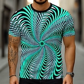 voordelige 3D T-shirts-Voor heren Geometrisch 3D Print 3D T-shirt Korte mouw T-shirt 3D-afdrukken Strakke ronde hals Overhemd overdreven Ontwerper Feest Straat Casual Geel Marineblauw blauw Zomer Lente Alle seizoenen