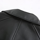 cheap Faux Leather Jackets-Women&#039;s Faux Leather Jacket Comfortable Full Zip Fashion Street Style Plain Outdoor Casual Daily Regular Turndown Regular Fit Long Sleeve Outerwear Black Red Green Spring Fall