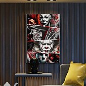 abordables Halloween-Póster de lienzo con diseño de personaje de terror de 1 pieza, sin marco, listo para colgar, tela resistente al agua, estilo clásico con detalles brillantes para baño, dormitorio, oficina, sala de