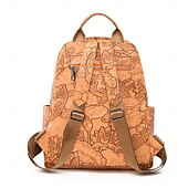 abordables Sacs à dos de Collège-Sac à dos en similicuir avec motif koi et lotus en relief – Sac d&#039;école à l&#039;esthétique bohème pour adolescents et amateurs d&#039;art