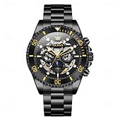 abordables Montres à quartz-OLEVS Hommes Montre à quartz Créatif Mode Décontracté Montre-bracelet Remontage automatique Phase de Lune Lumineux IMPERMÉABLE Acier Suivre