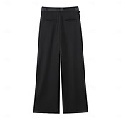 economico gamba larga e vita alta-Per donna Gamba larga Chinos Casual Lunghezza intera Naturale Semplice Gamba larga Comodo Traspirabilità Casual Quotidiano Vinaccia Nero 1 # Nero Verde militare Primavera Autunno Vestibilità comoda