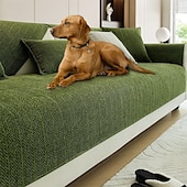 abordables Housse de canapé pour animaux de compagnie-Housse de canapé de couleur unie en velours chenille amélioré anti-rayures à chevrons