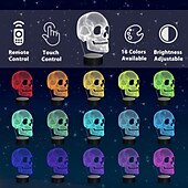 economico Illuminazione di Props di Halloween-Luce notturna a forma di teschio per bambini, lampada da tavolo a LED con illusione 3D, 16 colori cangianti, telecomando e timer, il miglior regalo di Natale, Halloween e compleanno per bambini.