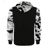 billiga bashuvtröjor för män-Men's Hoodie Quarter Zip Hoodie Red Blue Green Gray Hooded Camouflage Patchwork Drawstring Sports &amp; Outdoor Daily Holiday Polyester Streetwear Basic Casual Winter Autumn / Fall Clothing Apparel