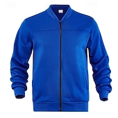 tanie Casualowe kurtki-Męskie Kurtka zimowa Kurtka polarowa Zwykła kurtka Kurtka uniwersytecka Urlop Codzienny Keep Warm Kieszeń Polar Jesień Zima Równina Moda Moda miejska Kołnierz stawiany Regularny Czarny Czerwony