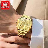 abordables Montres à quartz-OLEVS Hommes Montre à quartz Luxe Grand cadran Affaires Montre-bracelet Lumineux Calendrier IMPERMÉABLE Bracelet en acier inoxydable Suivre