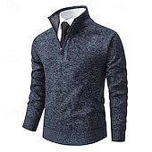 halpa miesten villapaita-Miesten Neulepusero Joustin Neuloa Tavalliset topit Kudottu Tiukka Tavallinen Pystykaulus Neuleet Moderni nykyaikainen Kausaliteetti Arki-asut Vaatetus Syksy Talvi Viini Sininen L XL 2XL