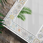baratos Adesivos de Parede-Adesivos de azulejo estilo marroquino 24 peças, decalques de parede de PVC com película de cristal espessada, à prova d&#039;água &amp;Decoração de parede de azulejo retrô removível e à prova de óleo para