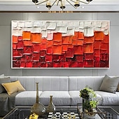 preiswerte Blumen-/Botanische Gemälde-handgemachtes original minimalistisches Ölgemälde auf Leinwand abstrakt rot impasto strukturierte Wandkunst für Wohndekoration mit gespanntem Rahmen ohne Innenrahmen Gemälde