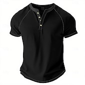 levne Ležérní tričko Henley-Pánské Tričko Henley Tričko Top Tričko ze směsi bavlny Krátký rukáv Barevné bloky Bez vzoru Retro Módní Designové Základní Kontrastní krajka Klínové rukávy Henley ulice Ležérní Běžné / Denní Léto