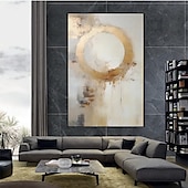 abordables Peintures Abstraites-Peinture à l&#039;huile faite à la main sur toile, décoration murale dorée simple et abstraite pour la décoration intérieure, cadre tendu, peinture suspendue/peinture roulée sans cadre, peinture non étirée