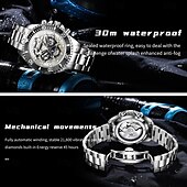 abordables Montres à quartz-OLEVS Hommes Montre à quartz Créatif Mode Décontracté Montre-bracelet Remontage automatique Phase de Lune Lumineux IMPERMÉABLE Acier Suivre