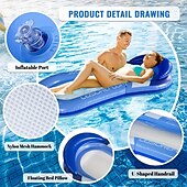 cheap Outdoor Activity-1pc Large PVC Inflatable Pool Float with Sun Hat Design - Durable Foldable and Portable for Beach and Pool Parties Pool Relaxation EssentialsPlayful Pool AccessoryDurable Pool Float