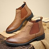 abordables Bottes de Chelsea-Homme Bottes Bottes Chelsea Marche ancien Occasionnel Britannique Cuir PU Confortable Antidérapant Chaud Bottines Mocassin Noir Marron Kaki Automne Hiver
