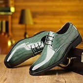 economico Formale-scarpe oxford da uomo in similpelle con stampa coccodrillo verde – stile stringato lucido per gentiluomini eleganti, cocktail party e incontri di lusso