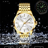 preiswerte Quarz-Uhren-Die neue Edelstahlband große Ziffernblatt modische Herren Business Uhr mit IPX7 Wasserbeständigkeit leuchtendem Kalender und Tagesanzeige Freizeit Quarz Uhr einfache und vielseitige Herren Sport