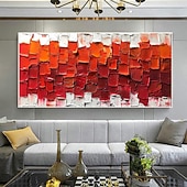 preiswerte Blumen-/Botanische Gemälde-handgemachtes original minimalistisches Ölgemälde auf Leinwand abstrakt rot impasto strukturierte Wandkunst für Wohndekoration mit gespanntem Rahmen ohne Innenrahmen Gemälde