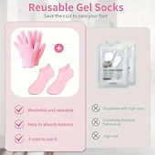 cheap Personal Care &amp; Health-2 Pairs Silicone Moisturizing Gloves and Socks Set, Soft Spa Hand and Foot Care for Dry Cracked Skin, Reusable Hydrating Treatment, One Size Fits Most