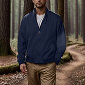 baratos Jaquetas Casuais-Homens jaqueta leve Jaqueta Carga Jaqueta casual Férias Diário Bolsos Primavera Outono Bloco de cor Moda Clássico Colarinho Chinês Padrão Preto Azul Marinha cáqui Casaco