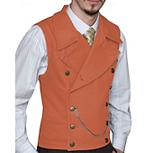 abordables Chalecos-Hombre Chaleco Vacaciones Fiesta Negocio Moda Casual Primavera Otoño Bolsillo Botones Poliéster Cómodo Plano Botonadura Doble Diseño Ajuste regular Plata Negro Blanco Vino Chaleco