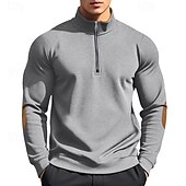 abordables sudaderas de lana-Hombre Sudadera Sudadera con cremallera Sudadera con capucha de lana Negro Vino Color Camello Gris Claro Gris Oscuro Cuello Mao Plano Cerrar Retazos Cremallera de un cuarto Deporte Casual Diario Ropa