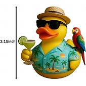 お買い得  彫像-ハワイアントロピカルオウムアヒルの置物、面白いビーチパーティーのアヒルの装飾、島をテーマにした熱帯雨林の鳥アヒルの像、子供と大人への夏のテーブルデコレーションギフト