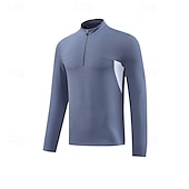 preiswerte Oberteile-Herren Performance-Shirt Sport-T-Shirt Langarm Stehkragen Oberteil Außen Schnelltrocknend Schweißableitend geruchshemmend Atmungsaktiv Polyester Weiß Blau Himmelblau Angeln Tennis sportlich