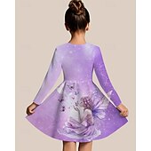 preiswerte 3D Shining Vision Kleid-Mädchen&#039; 3D Cartoon Schmetterling Kleid Langarm Sommer Frühling Urlaub Täglich Ferien Prinzessin Schön Süß Kinder 4-12 Jahre Freizeitkleid A Linie Kleid Knielang Normale Passform