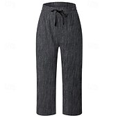 abordables jambe large et taille haute-Femmes Jambe large Chinos Occasionnel Longueur mollet Naturel Uni in in france they say Pontalon wide leg Confortable Respirabilité Décontracté Quotidien Noir Blanche Vin Vert Véronèse Printemps