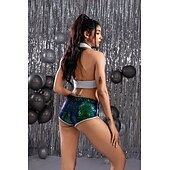 halpa Pohjat-Retro / vintage 1980 luku Kiiltävä metallinen Shortsit Hotpants Disko Paljetti Yhtenäinen väri Naamiaispuku Naisten Karnevaali puku Karnevaali Klubi Pride-paraati Pride-kuukausi Aikuisten Shortsit