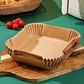 Недорогие Кухонная утварь и гаджеты-200 шт. одноразовых бумажных вкладышей для аэрофритюрницы, пищевые бумажные формы для выпечки, впитывающие масло, для домашней готовки, антипригарные вкладыши с силиконовым покрытием