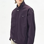 billiga Avslappnade jackor-Herr Lättviktsjacka Vardaglig jacka Semester Dagligen Vindtät jacka Ficka Vår Höst Slät Mode Klassisk Hög krage Normal Aprikos Svart Purpur Grön Kaki Jacka