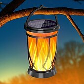 tanie Oświetlenie krajobrazowe-1 szt. zewnętrzna wodoodporna lampa z migającym płomieniem słonecznym 28 koralików LED na dziedziniec, ogród, trawnik, ścieżka, taras, lampa wisząca, lampa wisząca, halloween, dekoracja na imprezę