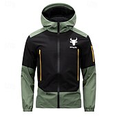 preiswerte Sportjacke-Herren Sport Jacke Regenmantel Wanderjacke Windjacke Outdoor Sport Wasserdicht Windjacke Reißverschluss Tasche Frühling Herbst Farbblock Mode Streetwear Mit Kapuze Regulär Hellgrün Dunkelgrün Khaki
