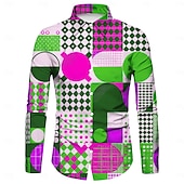 abordables Tapas-Retro Antiguo Años 70 Camisas Disco Geométrico Psicodélico Hombre Víspera de Todos los Santos Carnaval Festival de Música Desfile del orgullo Fiesta temática retro Adulto Camisas