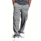 voordelige Joggingbroeken-Multi-pakketten 3 stuks Voor heren Zwart + grijs + blauw Joggingbroek met wijde pijpen Broek Elastische taille Trekkoord Effen Vakantie Alledaagse kleding Polyester Lente