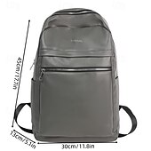 preiswerte College-Rucksäcke-Grauer Kunstlederrucksack für Herren – minimalistische Laptoptasche mit Reißverschlusstasche vorne für Schule, Arbeit und den täglichen Weg zur Arbeit