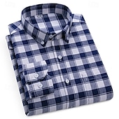 economico camicie oxford da uomo-Per uomo Camicia Camicia elegante Camicia button-down Camicia Oxford Camicia con Colletto A Quadri / A Righe / Chevron / Rotondo Abbigliamento quotidiano Abbigliamento Aziendale Bianco Rosso Blu