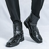 levne Biker Boots-Pánské Boty Motorkářské boty Chůze Vinobraní Na běžné nošení Bristké PU kůže Pohodlné Protiskluzové Teplý Kotníčkové Povaleč Elastická gumička Černá Hnědá Podzim Zima