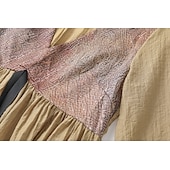 abordables Robes Bohémiennes-Femmes Mini Robe Robe bohème Robe occidentale Mode Classique Extérieur Vacances Fête Coupe régulière Uni manche longue Col en V Kaki Été