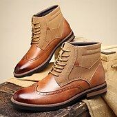 economico Stivaletti alla caviglia-Per uomo Stivali Camminata Vintage Casual Britannico Pelle PU Camoscio Confortevole Antiscivolo Caldo Allacciatura Nero Giallo Marrone Autunno Inverno