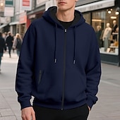 abordables sudaderas basicas hombre-Hombre Sudadera Sudadera con capucha y cremallera completa Sudadera con capucha de lana Albaricoque Negro Verde Ejército Azul Marino Gris Claro Con Capucha Plano Bolsillo Deporte Diario Festivos