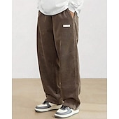 baratos calça casual-Homens Calças de Veludo Calças Calça casual Bolsos Cintura elástica Com Cordão Tecido Conforto Esportes Diário Moda Casual Preto Branco Micro-Elástica
