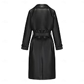 cheap Winter Coats-Women&#039;s Coat Comfortable Buttons Fashion Street Style Plain Outdoor Casual Daily Long Turndown Regular Fit Long Sleeve Outerwear Black Navy Blue Beige Fall Winter