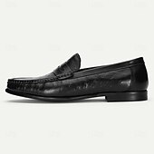 preiswerte Loafer aus hochwertigem Leder-Schwarze Pennyloafer aus echtem Leder für Herren – zeitlose Slip-On-Business-Schuhe für reife Herren, fürs Büro und formelle Alltagsoutfits