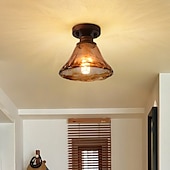 cheap Ceiling Lights &amp; Fans-Retro Glass Aisle Ceiling Lamp White Marble Ceiling Lamp Ceiling Chandelier Semi Flush Mount Ceiling Light Fixture 85-265V