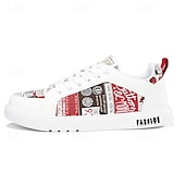 abordables Baskets-Homme Basket Marche Occasionnel Cuir PU Confortable Antidérapant Respirant À lacets Blanc + Noir Blanc / Jaune Rose / Blanc Été Printemps