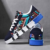 cheap Men&#039;s Sneakers-Men&#039;s Sneakers Walking Casual PU Leather Canvas Comfortable Slip Resistant Breathable Lace-up Black White Red Summer Spring