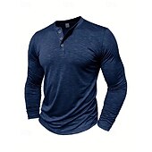 economico Cime-Per uomo Camicia da escursionismo cima dell&#039;escursionismo Camicia Henley Manica Lunga Maglietta Top Esterno Leggero Traspirante Zip a un quarto Poliestere Nero Bianco Blu marino Tennis Golf Corsa